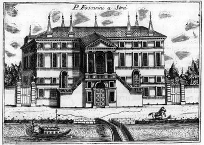 Palatset (Palazzo) Foscarini i Stra nära Venedig. i "" Singularity of Venice "" av Vincenzo Coronelli (1650-1718). av Vincenzo Maria Coronelli