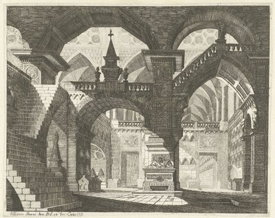 Kerkinterieur Caprici of theatrical scenes (serietitel) av Vincenzo Mazzi