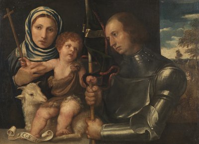 Spädbarnet Saint John med ett kvinnligt helgon och ett krigarhelgon, 1510-20 av Vincenzo di Biagio Catena