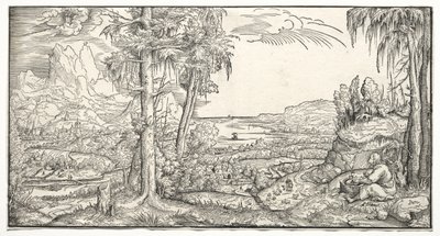 St. John på ön Patmos, ca. 1545-55. av Virgilius Solis