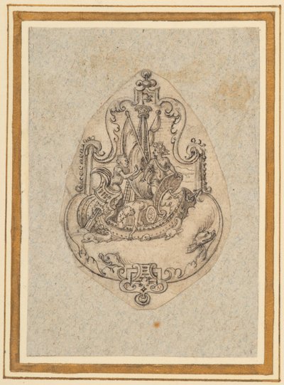 Design för ett hänge föreställande Bacchus till sjöss av Virgilius the elder Solis