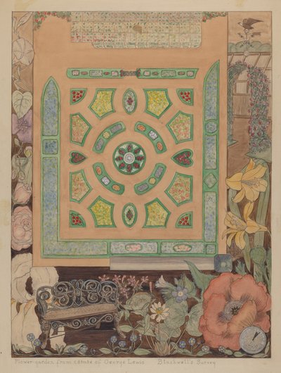 Flower Garden - Lewis Estate, ca. 1936. av Virginia Richards