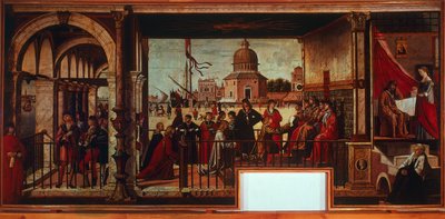 Ankomst av engelska ambassadörer vid Court of Bretagne (målning) av Vittore Carpaccio
