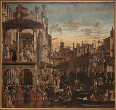 Det heliga korsets mirakel vid Ponte di Rialto, ca. 1496. av Vittore Carpaccio