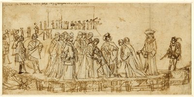 Den engelske prinsen Conan tar avsked med sin far (penna och bläck över krita på papper) av Vittore Carpaccio