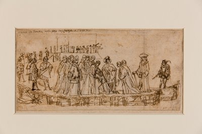 Den engelske prinsen Conan tar avsked med sin far (penna och bläck över krita på papper) (recto of 5933931) av Vittore Carpaccio