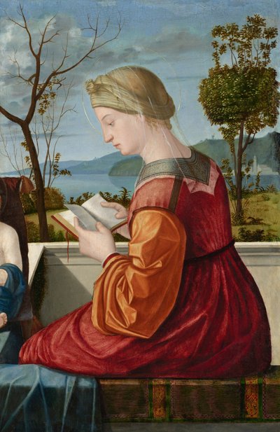 Den läsande jungfrun, ca 1505 (olja på pannå överförd till duk) av Vittore Carpaccio