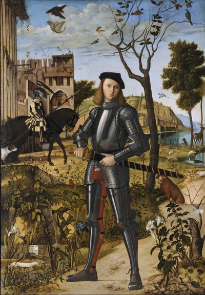 Ung riddare i ett landskap (även känt som ”Porträtt av en riddare”) av Vittore Carpaccio