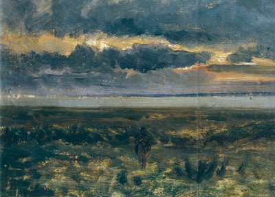 Solnedgång över havet, av Vittorio Avondo (1836-1910) av Vittorio Avondo