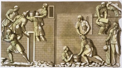 Romerska soldater bygger ett fort, c1820-1839 av Vittorio Raineri