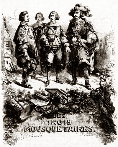 Titelsida från "De tre musketörerna" av Vivant (after) Beauce