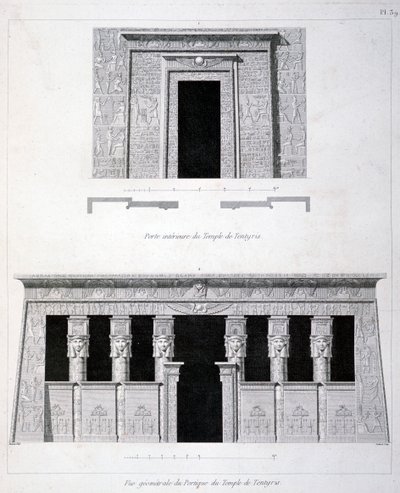 En dörröppning och portal vid Tentyris tempel, 1800-talet av Vivant Denon