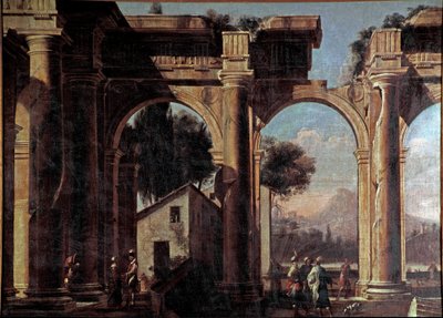 Landskap med ruiner Målning av Viviano Codazzi (1604-1670) 1600-tal Dim 100x132 cm Venedig, Museo Correr, n 1037 av Viviano Codazzi