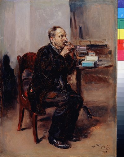 Degustation de tabac. (Tobaksprovning). Peinture de Vladimir Yegorovich Makovski (Makovsky, Makovskij) (1846-1920), huile sur toile av Vladimir Egorovic Makovsky