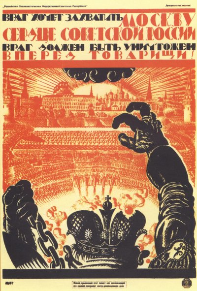 Fienden vill ockupera Moskva... Affisch, 1919 av Vladimir Ivanovich Fidman