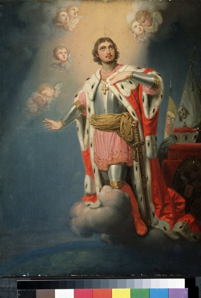""Representation du heros national russe Alexandre de la Neva (ou Alexandre Nevski eller Alexander Nevsky) (1220-1263) prince de Novgorod"" Peinture de Vladimir Lukich Borovikovsky (ou Borovikovski) (1757-1825) State Tretyakov Gallery, Moscou av Vladimir Lukich Borovikovsky