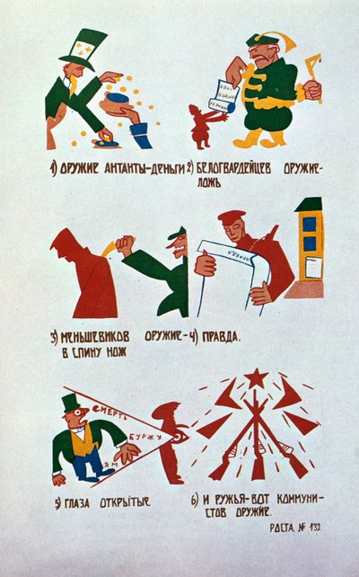 Karikatyr mot monarkisterna, Okna Rosta, 1920. av Vladimir Mayakovsky