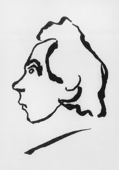 Porträtt av Viktor Vladimirovitj Chlebnikov, mer känd under pseudonymen Velimir Chlebnikov (1885-1922) (teckning) av Vladimir Vladimirovic Majakovskij
