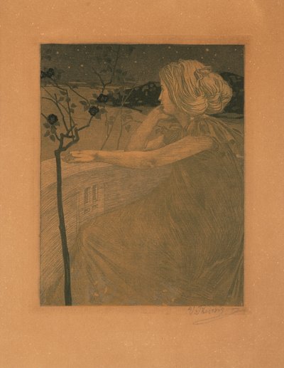 Meditation på balkongen, 1899-1900. av Vojtěch Preissig