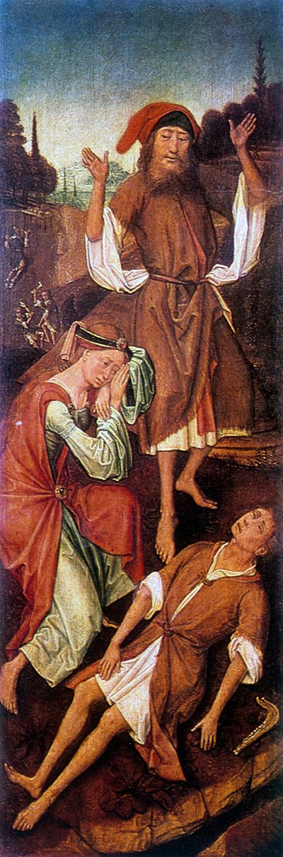 Adam och Eva gråter över förmågans kropp, c1440-1495. av Vrancke van der Stockt