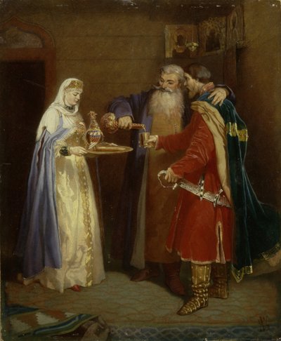 Boyers välkomnande besöker Boyer Morozov till prins Serebaren, 1865 av Vyacheslav Grigoryevich Schwarz