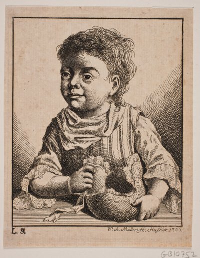 En liten flicka, halvfigur av W.A. Müller