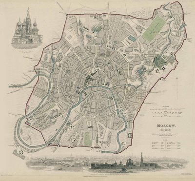 Karta över Moskva, 1836 av W.B. Clarke