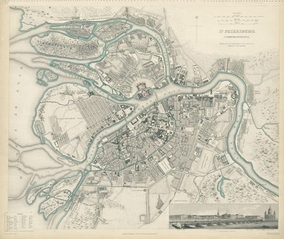 Karta över Petersburg, 1834 av W.B. Clarke