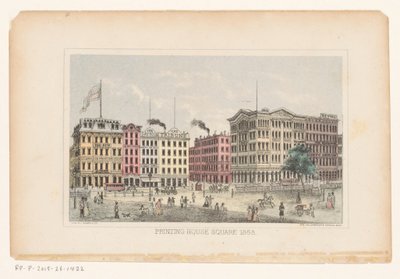 Park Row, Manhattan Tryckeritorget 1868 (titel på objekt) av W.C. Rogers and Co.