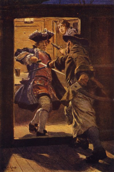Illustration för Kidnapped (färg litho) av W.R.S. (after) Stott
