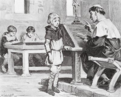 Unge Cuthbert i skolan (litografi) av W.R.S. (after) Stott