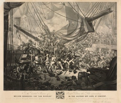 Nelson ombord på "San Nicolas" under segern utanför Cape St Vincent av W.R. Thomas