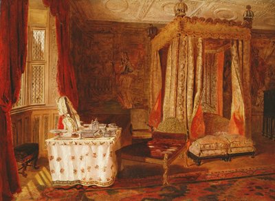 Interiör i ett sovrum på Knole, Kent av W.S.P. Henderson
