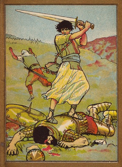 David och Goliat (färglitografi) av W.S. Stacey