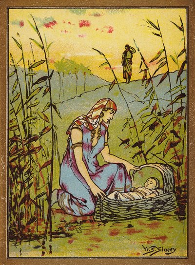 Moses fynd (färglitografi) av W.S. Stacey