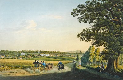 Vy över Alt Haldensleben graverad av Carl August Richter (1770-1848) (gravyr med akvarell) av W. (after) Behrendsen