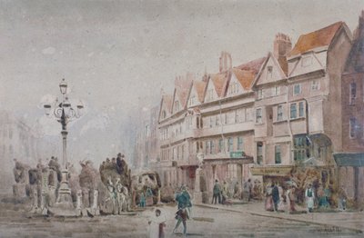Utsikt österut längs södra sidan av Holborn and Stable Inn, London, 1860. av W Allen