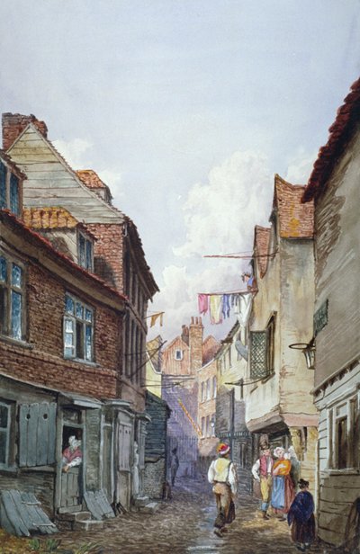 Vy över figurer i Glean Alley, Bermondsey, London, c1825 av W Barker