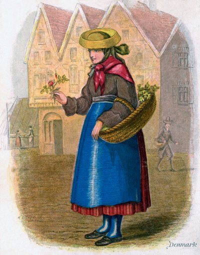Dansk kvinna som säljer blommor, 1809. av W. Dickes