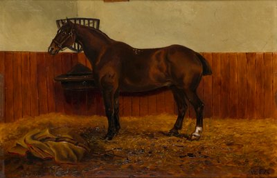 The Old Cob in a Stall, ca 1839-98 (olja ombord) av W. F. Adye