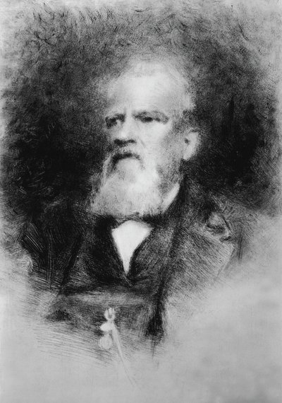 Porträtt av Alberto Mazzucato (1813-1877), italiensk kompositör, etsning av John Ward Dunsmore