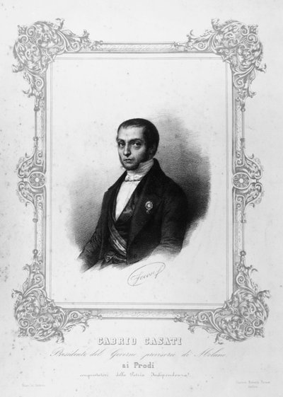 Porträtt av Gabrio Casati (1798-1873), italiensk politiker som var premiärminister i kungariket Sardinien, gravyr av John Ward Dunsmore