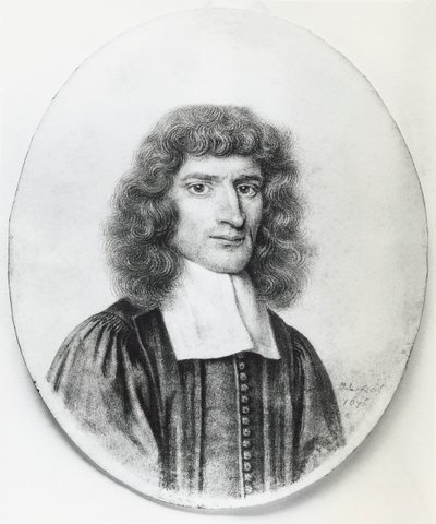 Porträtt av Isaac Barrow (1630-1677), engelsk kristen teolog och matematiker, gravyr av John Ward Dunsmore