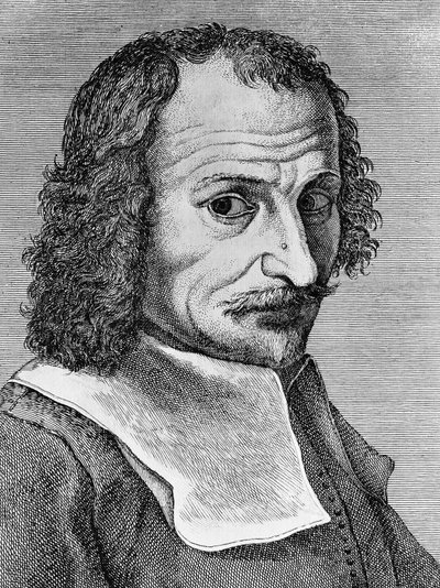 Porträtt av Lorenzo Lippi (1606-1665), italiensk målare, poet och författare, gravyr från dikten Malmantile racquistato, utgiven av Stamperia Stefano Orlandini av John Ward Dunsmore