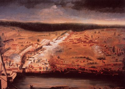 Slaget vid New Orleans (färg litho) av John Ward Dunsmore