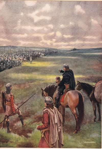 Hamlet frågar efter trupperna, från "Hamlet" av William Shakespeare, utgåva publicerad av Hodder und Stoughton 1915 av W. G. Simmonds
