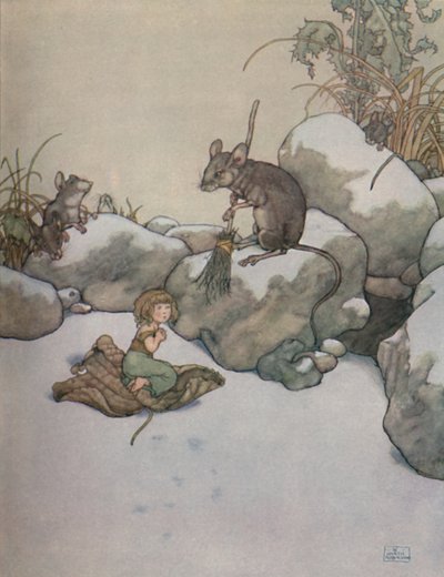 Hon stod vid dörren och bad om en bit korn-majs, c1930 av William Heath Robinson