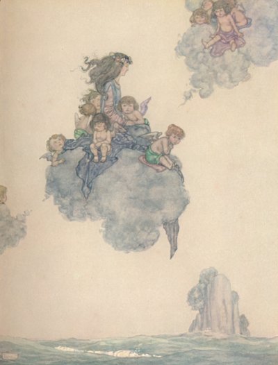 Med The Rest of Her Children of Air, Soared High Above the Rosy Cloud, c1930 av William Heath Robinson