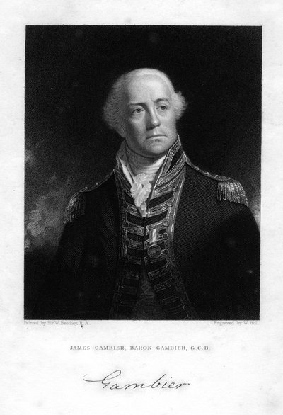 Amiral James Gambier 1756-1833, 1:e baron Gambier, 1837. av W. Holl