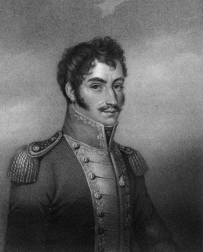 Simon Bolivar, sydamerikansk revolutionär från 1800-talet, 1836. av W. Holl